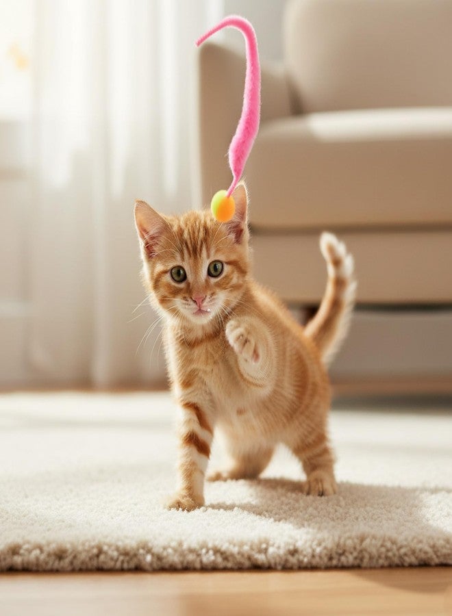 Elegaperma 7pcs Bouncy Tails Cat Toys,Bouncy Balls for Cats,Fuzzy Worm Cat Toy with Ball,Interactive Cats Toy Worm,Colorful Fuzzy Balls for Pet Party Favors,Rainbow Colors - Image 4